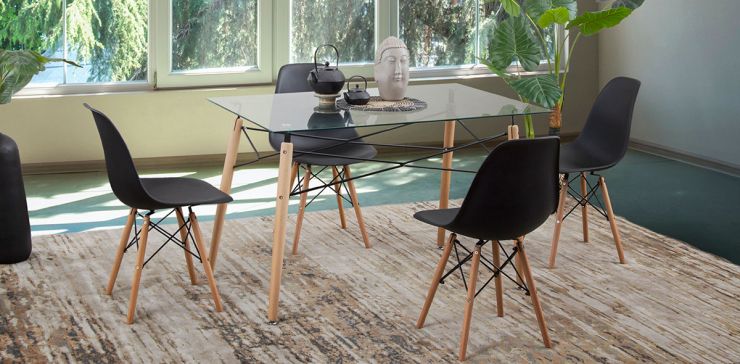 Comedor Rectangular Con Sillas Atlas PL Negro