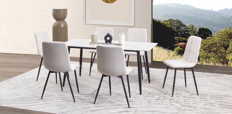 Comedor Rectangular Clever Beige 7 Piezas 