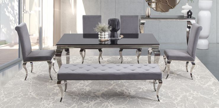 Comedor Rectangular Elenor Gris Cristal