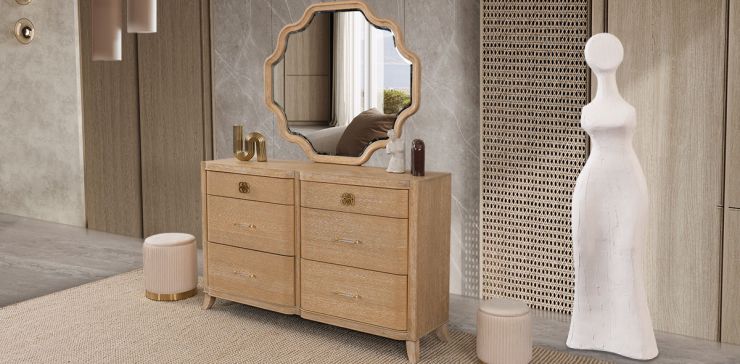 Cómoda Con Espejo Elora CL Beige