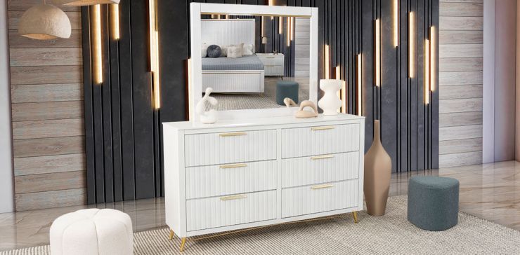 Cómoda Con Espejo Akira Blanco