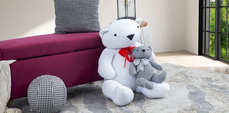 Juego De Osos Decorativos Teddy Blanco/Negro 2 Piezas