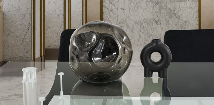 Esfera Decorativa Cristal Zirconia Gris Grande