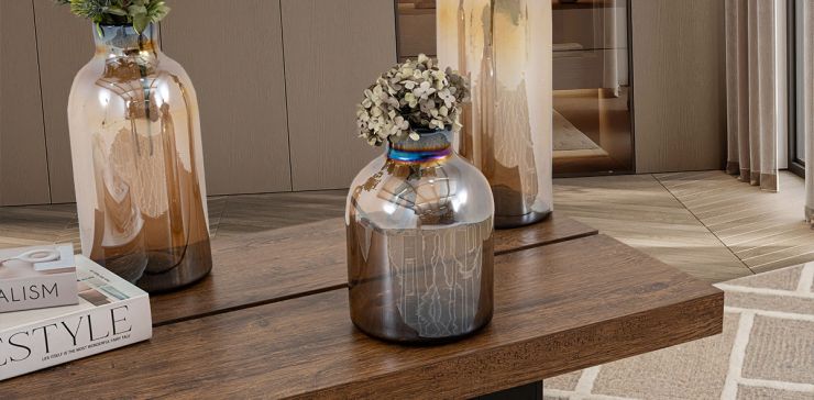 Jarrón Decorativo Balero Cristal Zirconia Café Chico