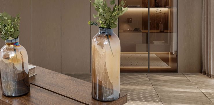 Jarrón Decorativo Balero Cristal Zirconia Café Grande