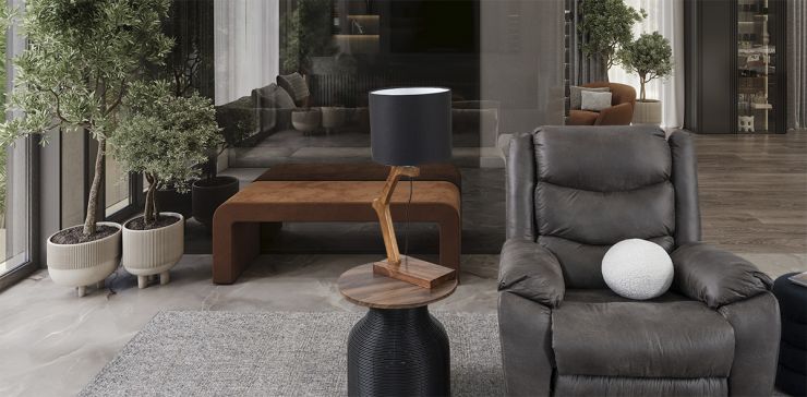 Lámpara de Mesa Parota Coral Negro