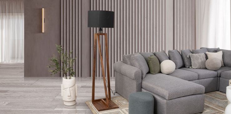 Lámpara Negra Escuadra Parota