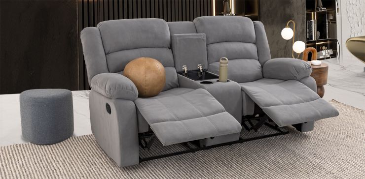 Sofá 2 Plazas Reclinable Columbia Gris