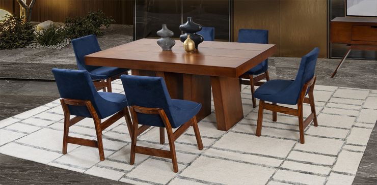 Comedor Odette Con Sillas Azul Marino Verona