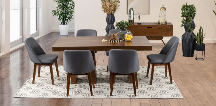 Comedor Odette PL Con Sillas Olaf Gris 7 Piezas
