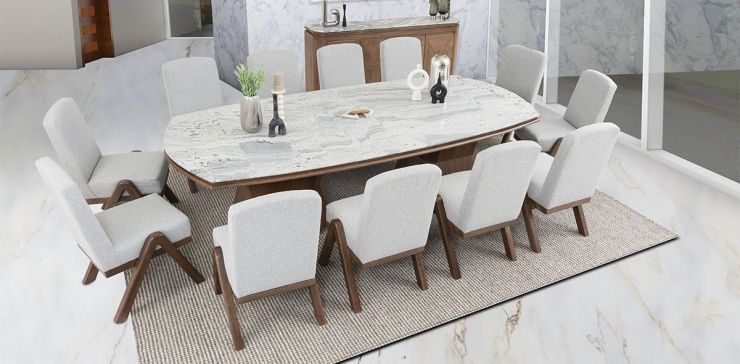 Comedor Irregular 300 Cm Luanda CL Café 7 Piezas