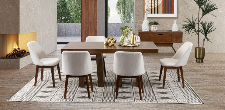 Comedor Odette PL Con Sillas Olaf Arena 7 Piezas