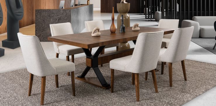 Comedor Con Extensión Toledo Beige 7 Piezas