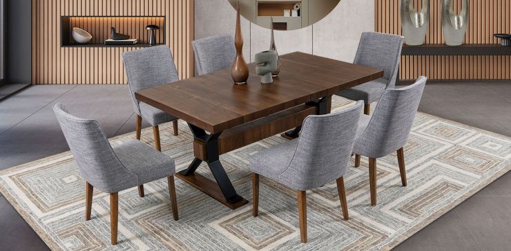 Comedor Con Extensión Toledo Gris 7 Piezas