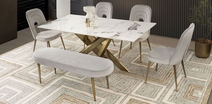 Comedor Rectangular Lucio Gris 6 Piezas