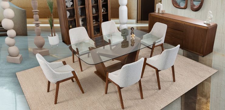 Comedor Cristal Ovalado Gio Blanco 7 Piezas