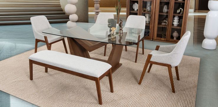 Comedor Cristal Ovalado Gio Blanco 6 Piezas
