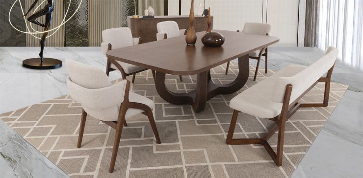 Comedor 240 X 120 Cm Edra Con Sillas Enzo Y Banca Edra Café 6 Piezas