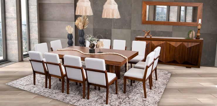 Comedor Rectangular Creta Con Sillas Blanco Winter 240 Cms