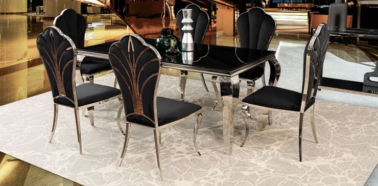Comedor Rectangular Eliette Negro 7 Piezas