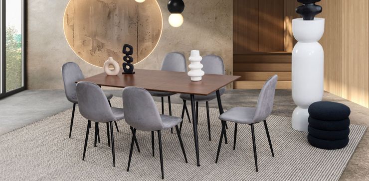 Comedor Con Extensión Camargo Gris 7 Piezas