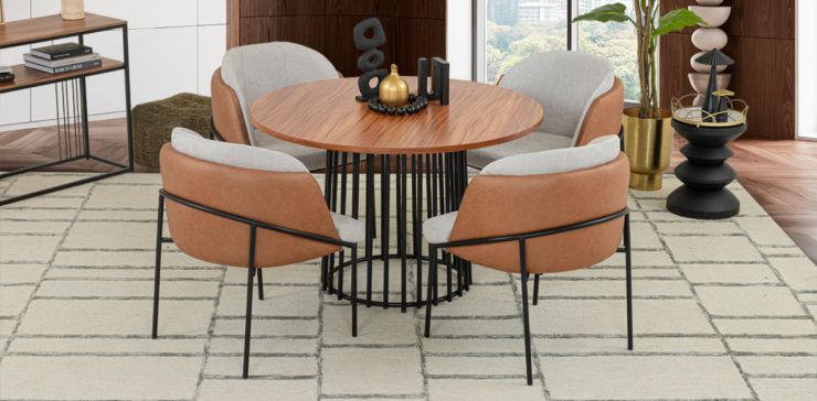 Comedor Redondo 120 Cm Valentina Beige 5 Piezas