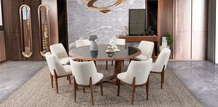 Comedor Redondo 180 Cm Irlanda Blanco 7 Piezas  