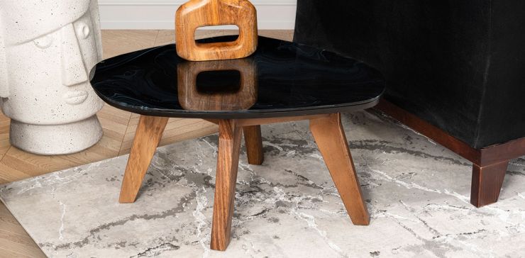 Mesa De Centro Cuarzo Golden Negro Chica