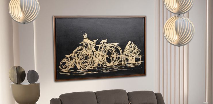 Cuadro Decorativo Al Oleo Bicicleta CL Negro