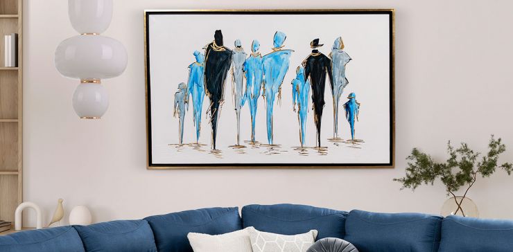 Cuadro Decorativo Al Oleo Humanidad CL Azul