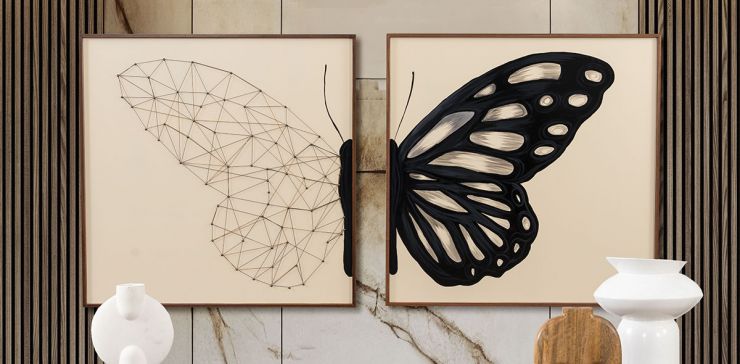 Cuadro Decorativo Al Oleo Mariposa CL Beige