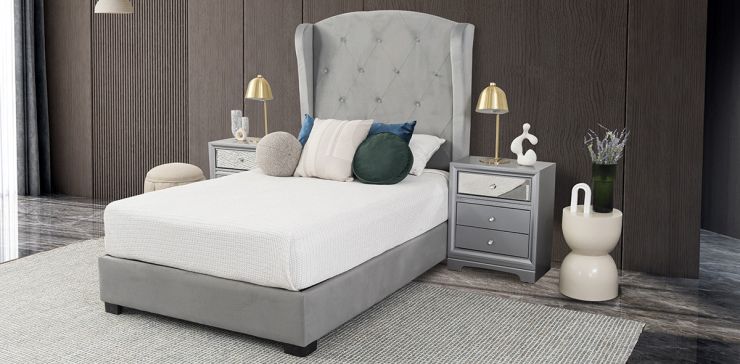 Recámara Matrimonial Perla Plus Gris 3 Piezas