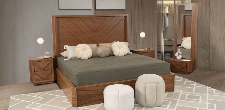 Recámara King Size Vitto Café 4 Piezas