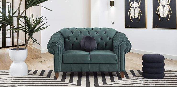 Sofá 2 Plazas Alessandra Esmeralda