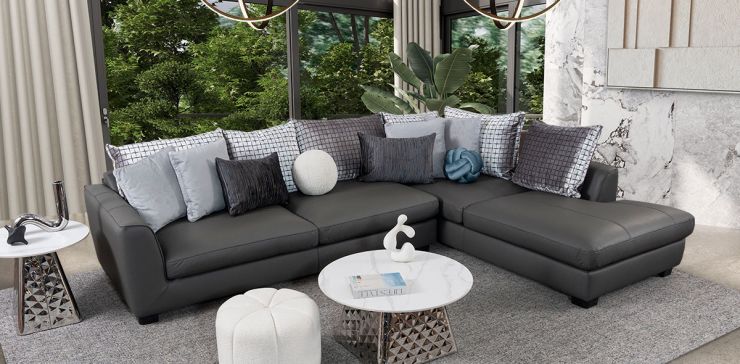 Sala Modular Derecha Piel Surf Gris (Boal)