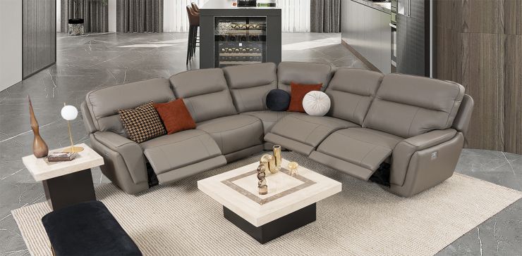Sala Modular Con Reclinables Eléctricos Darno Curvo Promo Gris (Boal)
