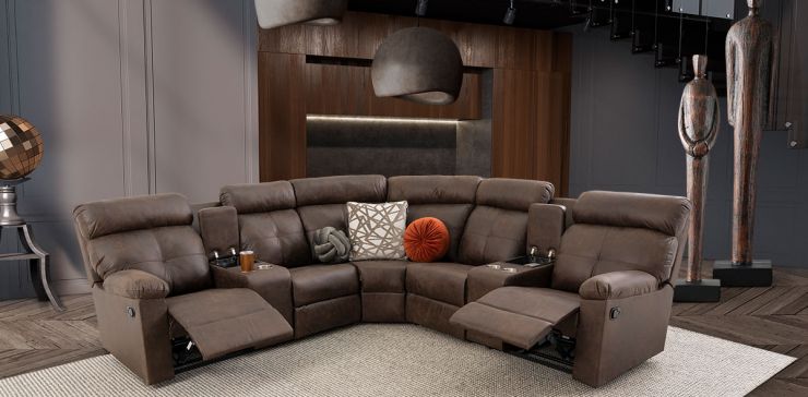 Sala Modular Con Reclinable Liam Plus Café