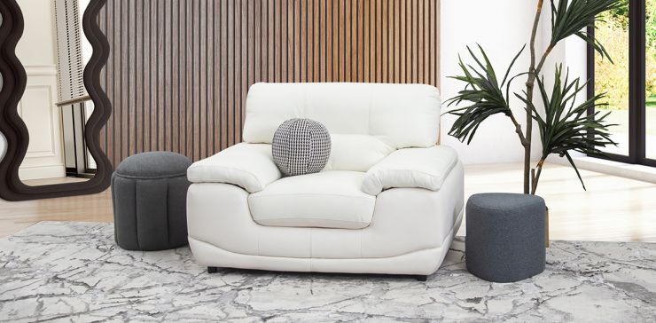 Sillón Piel Match Lazzio Blanco  (Boal)