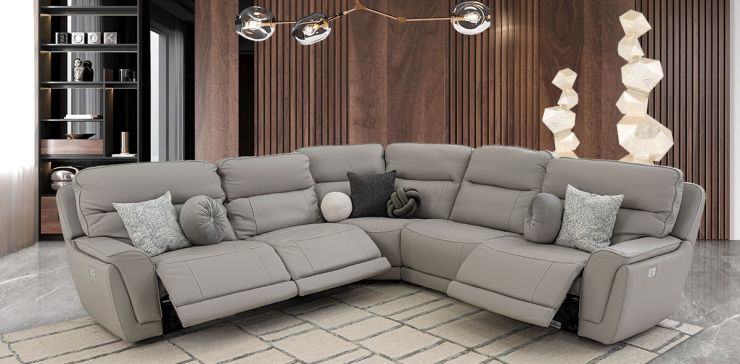 Sala Reclinable Modular Piel Darno Gris (Boal)