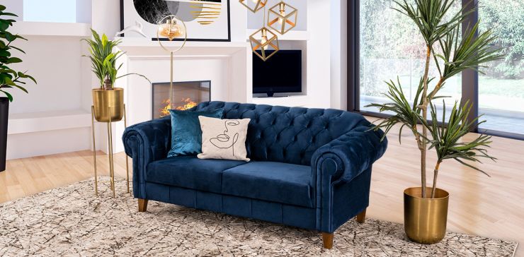 Sofá 3 Plazas Alessandra Azul