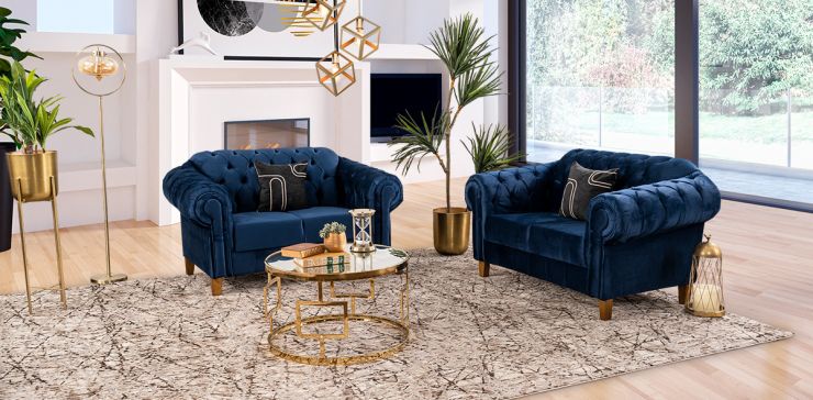 Sala Alessandra Azul 2  Piezas