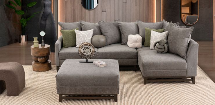 Sala Modular Derecha  Adelei Gris Charcoal