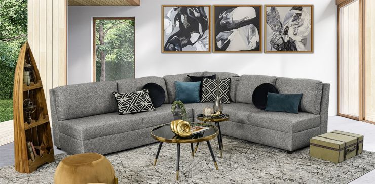 Sala Gea Gris Acero Sirius 3 Piezas