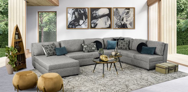 Sala Gea Gris Acero Sirius 4 Piezas