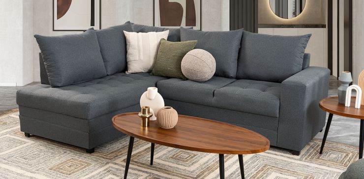 Sala Modular Izquierda Sofía Gris Grafito 