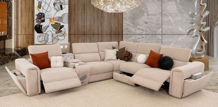 Sala Modular Con Reclinables Eléctricos Y Sistema De Sonido Envolvente Beat Beige