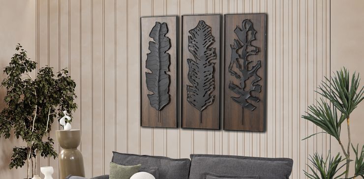 Juego De Cuadros Decorativos Marqueza Negro 3 Piezas