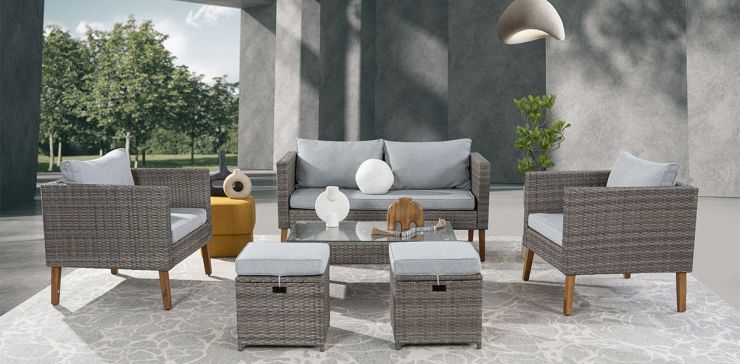 Set De Jardín Rectangular Juno Gris