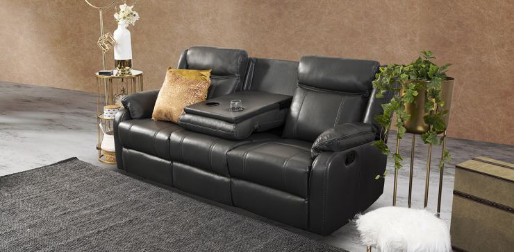 Sofá 3 Plazas Reclinable Wagner Gris