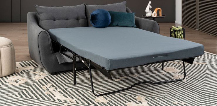 Sofá Cama Con Cama Oculta Aron Memory Foam Gris Oxford